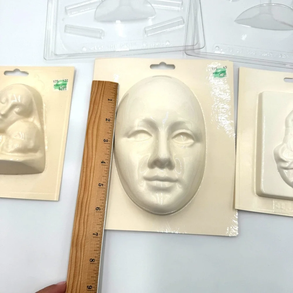 Lot of 5 Large Vintage Chocolate Molds Face Martini Prayer Hands Mold
